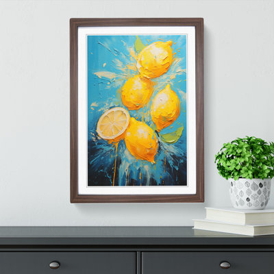 Lemon Fruit Expressionism - Single Picture Frame Print on Wood