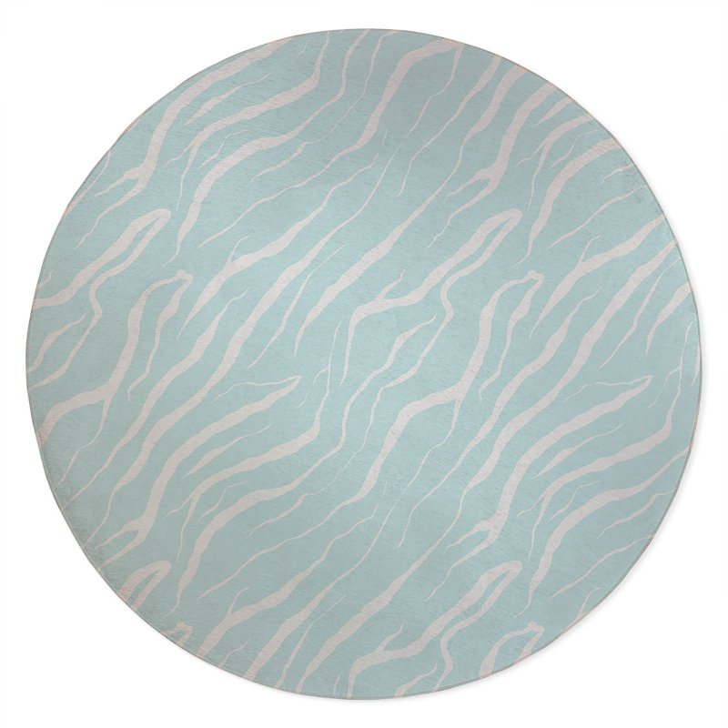 Lush Cracks Non-Slip Outdoor Rug, Round 5'