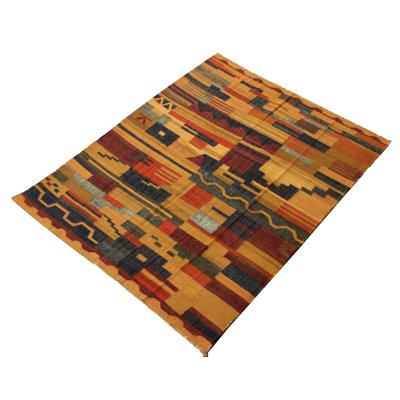 One-of-a-Kind Rectangle 8'2" X 9'4" New Age Wool Area Rug in Burgundy/Tan