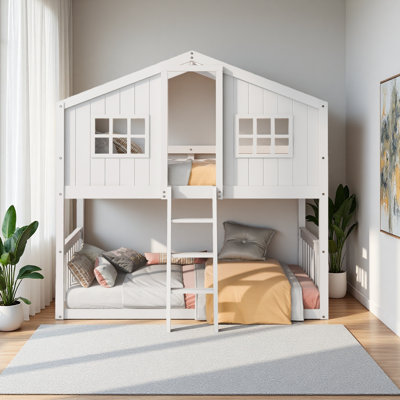 Twin Over Twin House Bunk Bed With Ladder