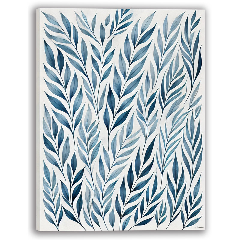 «Blue Cascading Leaves», reproduction d'art sur toile botanique, H 16 po x l 12 po