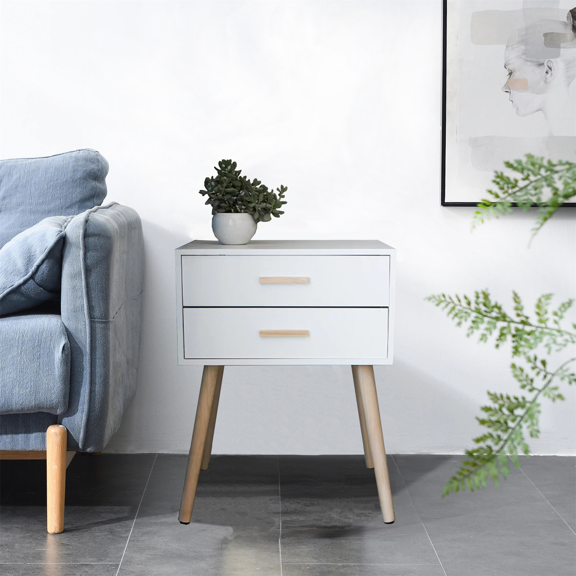 Oliver Bram 2Drawer White Nightstands Wayfair