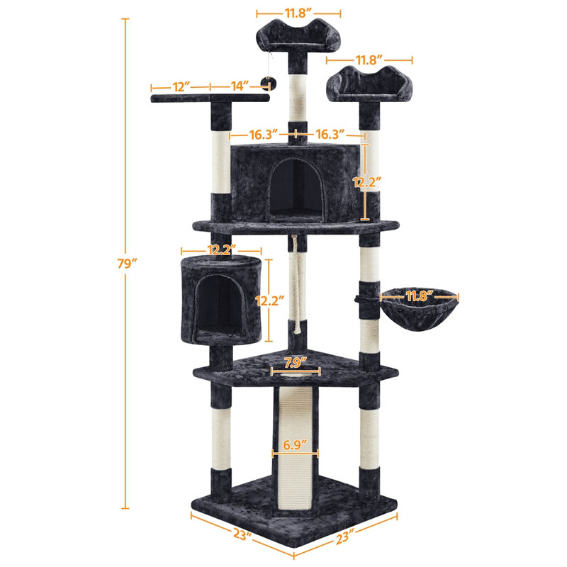 Siebert 79'' H Cat Tree, Black