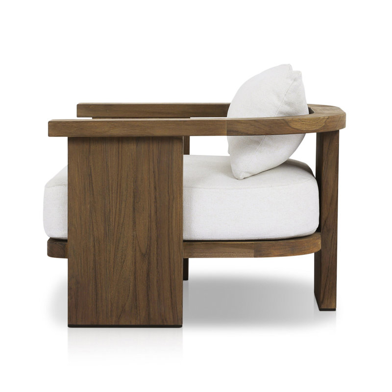 Tahana Outdoor Teak Lounge Chair, Stained Toasted Brown, Alessi Linen