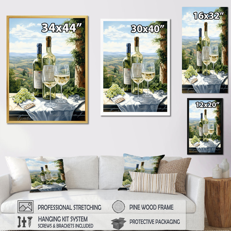 "Vineyard Charm", impression sur toile encadrée, Cadre doré simple, H 32 po x l 24 po x P 1 po