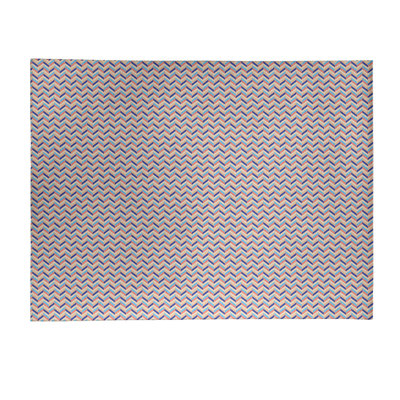 Tapis bleu/orange à chevrons