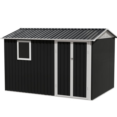 Patio Backyard Metal Garden Tools House 9*6 Ft, Construction, Weather , Ample Space For Bicycles And Tools, Translucent Window Natural Storage Shed Ft Backyard, Galvanized Steel, , Lighting
