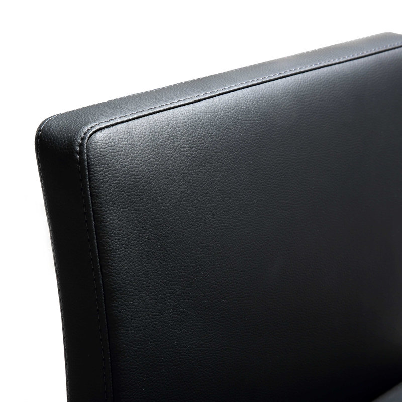 Upholstered Counter Stool with Metal Frame, Black/Silver