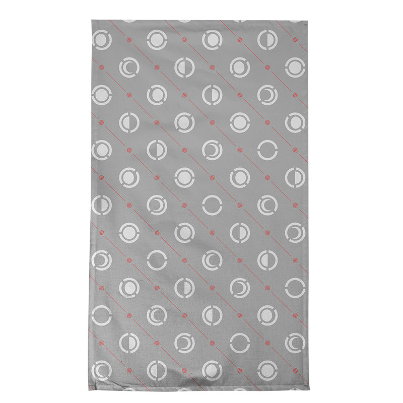Torchon Moon phases, Gris / rouge / blanc, Croisé en coton