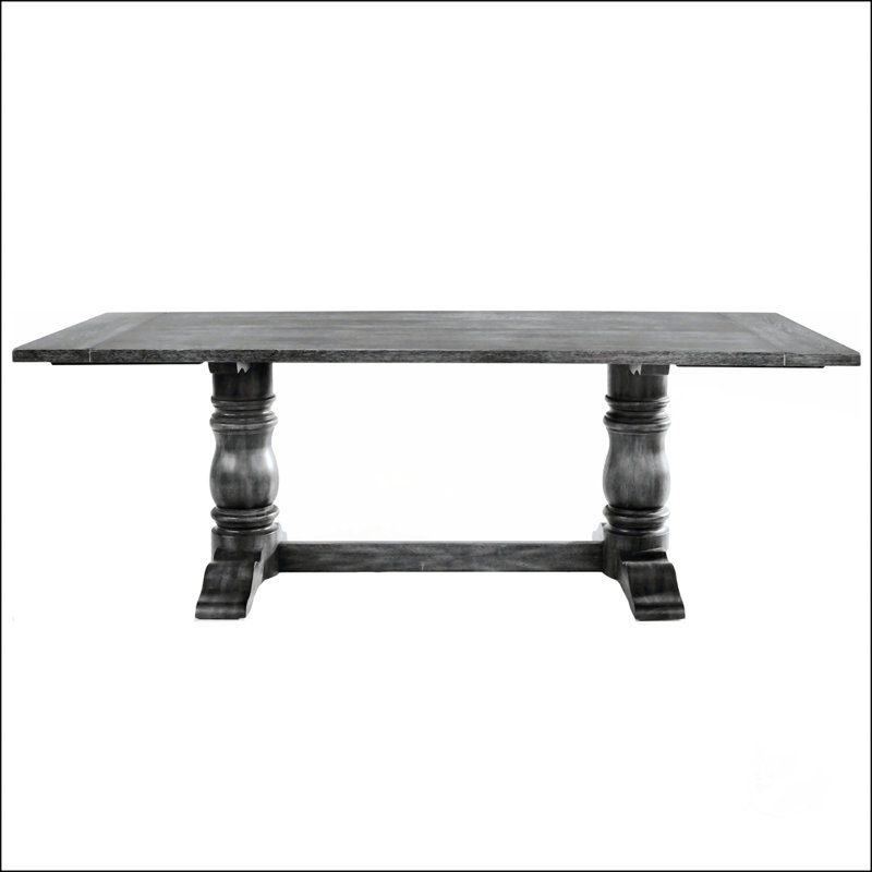 Table rectangulaire à tréteaux avec piédestal double tourné