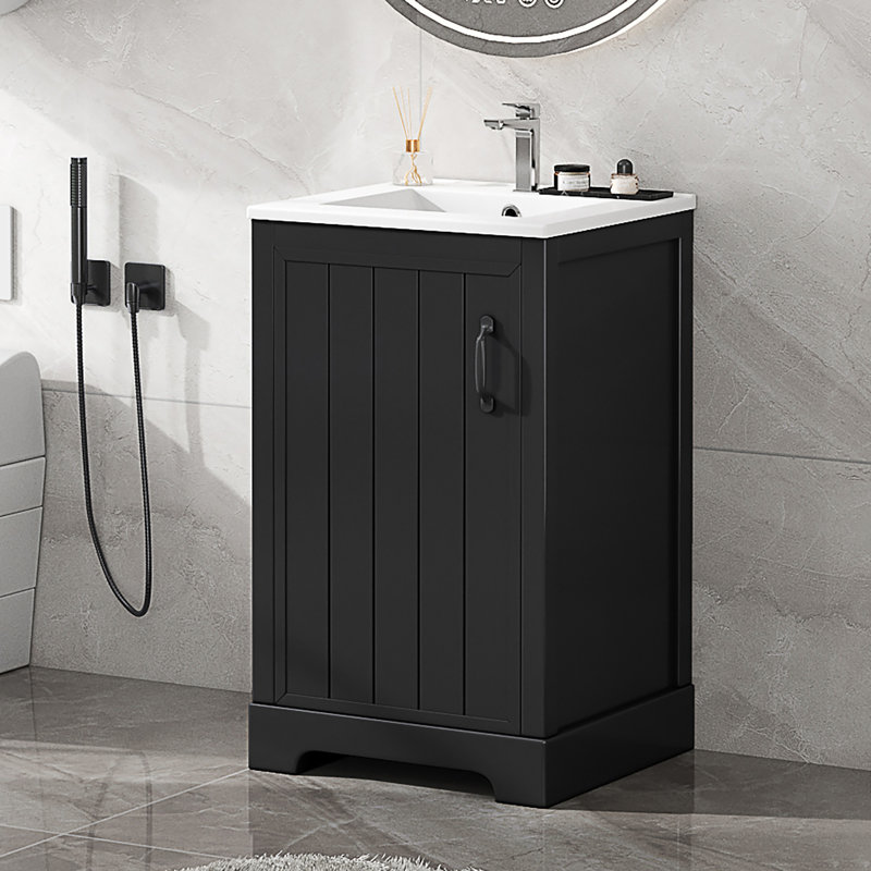 Meuble-lavabo de 20 po avec lavabo, Noir