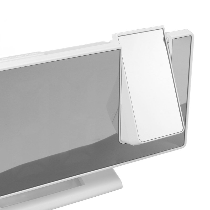 Réveil à projection numérique pour chambres, grand écran DEL, miroir blanc