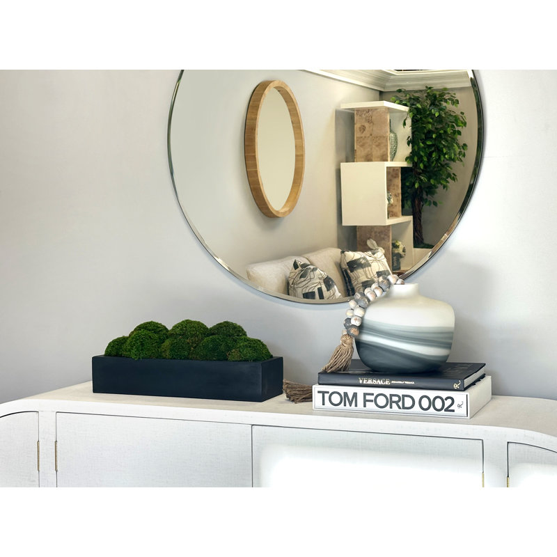 Nature's Nostalgia Moss Plant in Fiberstone Planter, Black, 8'' H x 19'' W x 8'' D