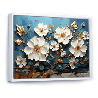 Blanc et doré, charmante fleur printanière I - Fleurs, art mural
