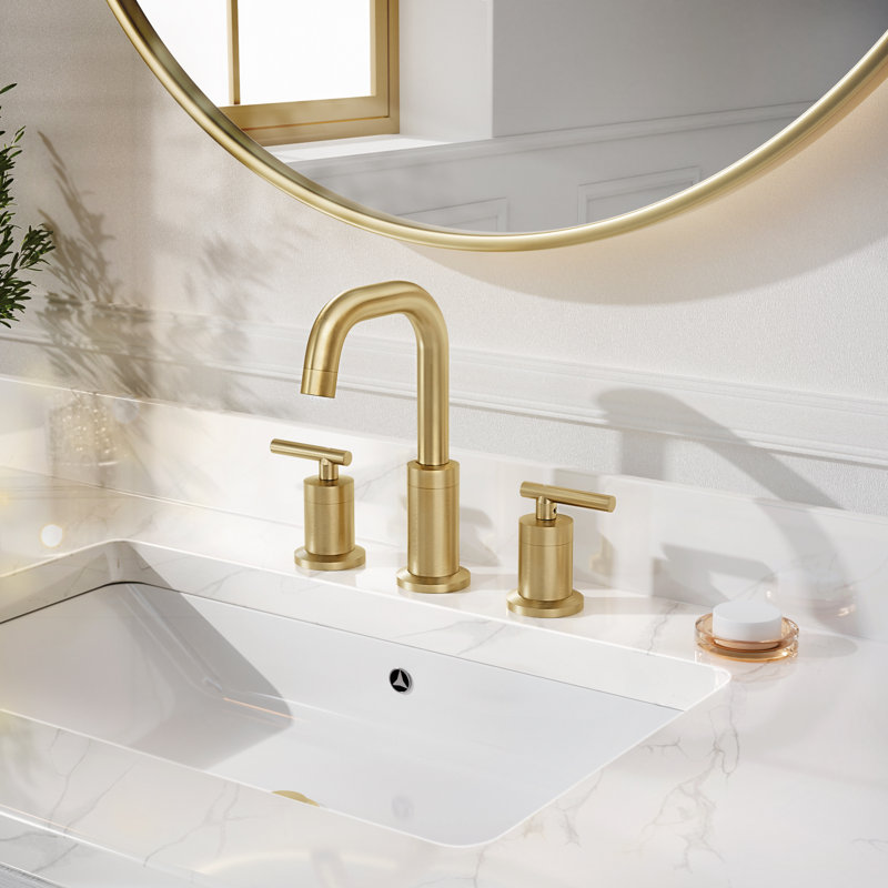 Robinet de salle de bain à large entraxe avec bonde, Or brossé
