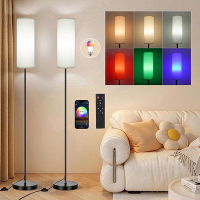 67" Smart Tranditional Floor Lamp Color Changeing With Fabric Shade 2.4Ghz Wi-Fi Connected For Living Room Bedroom