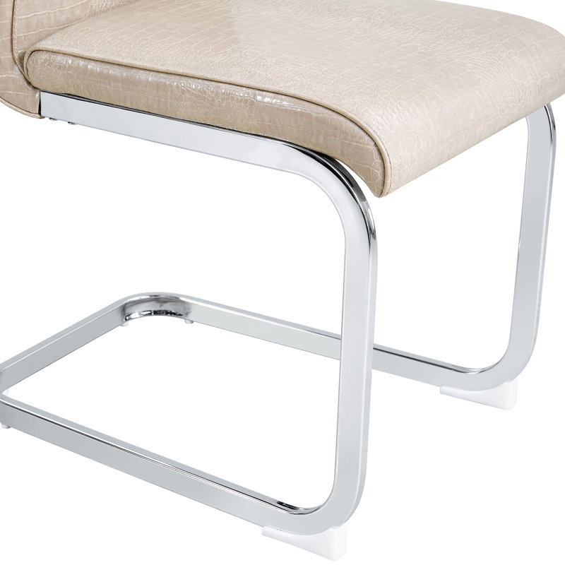 Ensemble de chaises de salle à manger de style Mid-Century moderne avec ressorts rembourrés en similicuir, 2, Argent argent