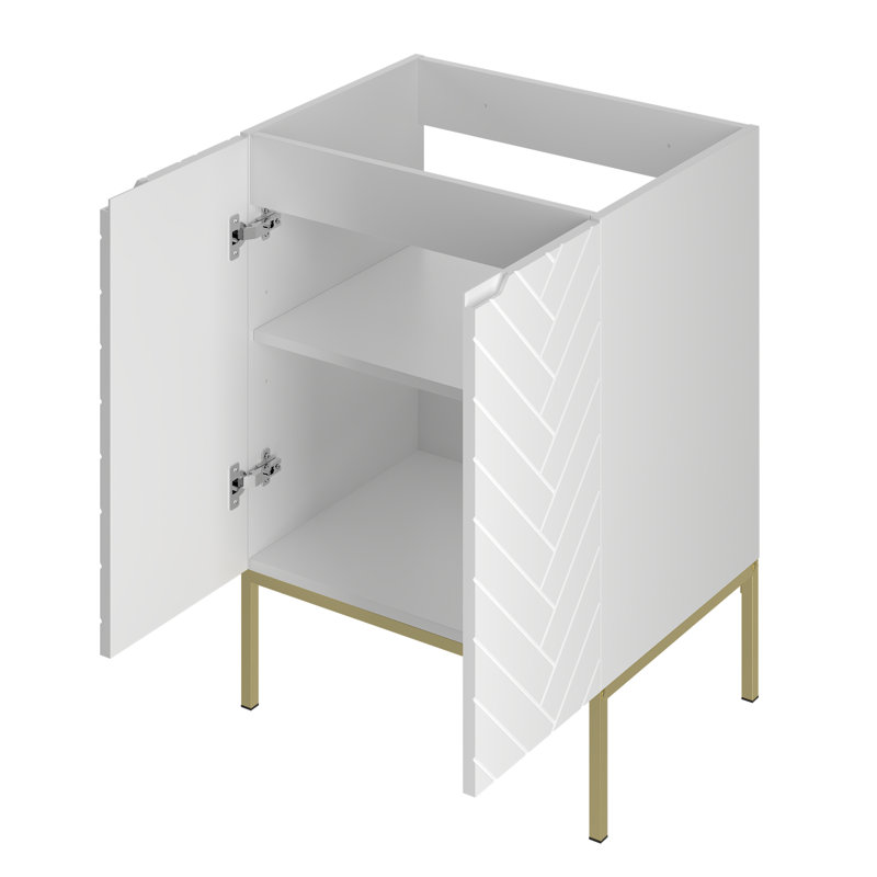 Rigdel Washbasin Cabinet 60, White/Gold