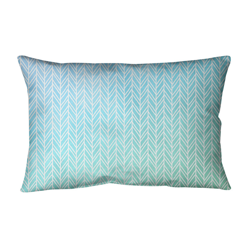 Housse et insert de coussin rectangulaire à rayures Herringbone, Bourre en polyester, Bleu / vert