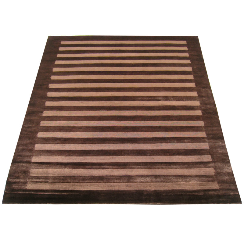 Wide Striped Area Rug in Chocolate, Rectangle 12' x 15'