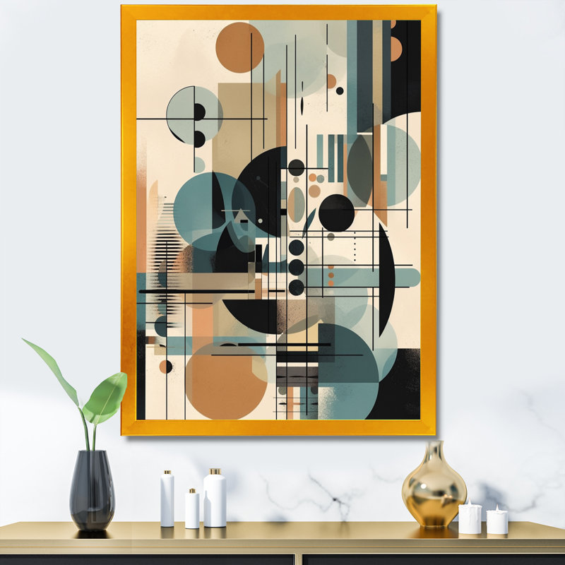 «Blue and Black Geometric Shadows III - Minimalisme», impressions d'art mural, Impression dorée sur toile encadrée