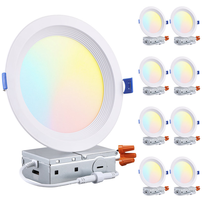 5cct Dimmable 6" Led Remodel Recessed Light With J-box, Color Temperature Selectable