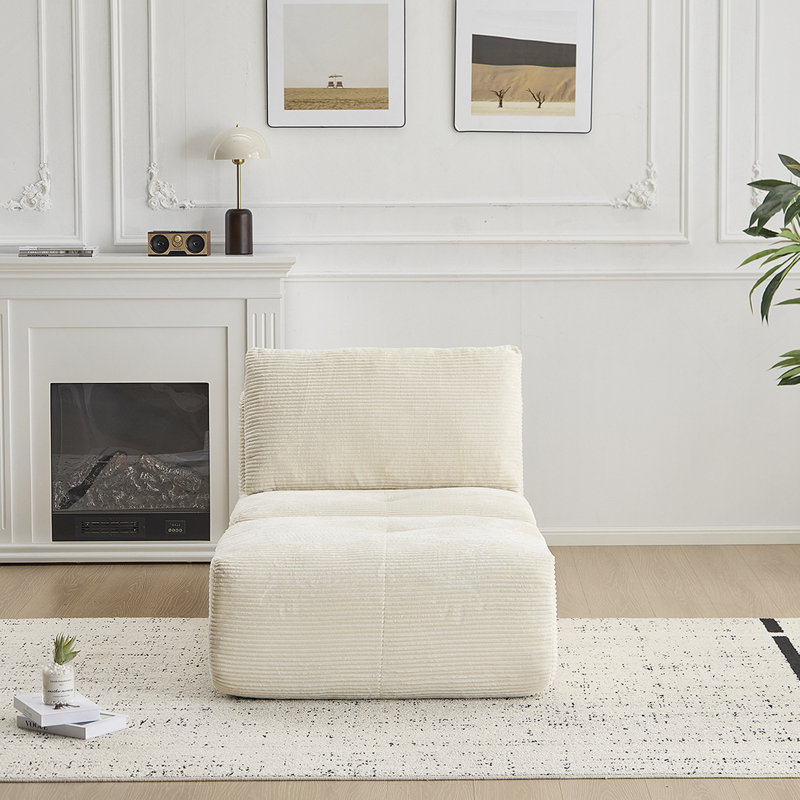 Canapé modulaire moderne en mousse à mémoire de forme compressée avec repose-pieds mobile sans assemblage, beige, Beige