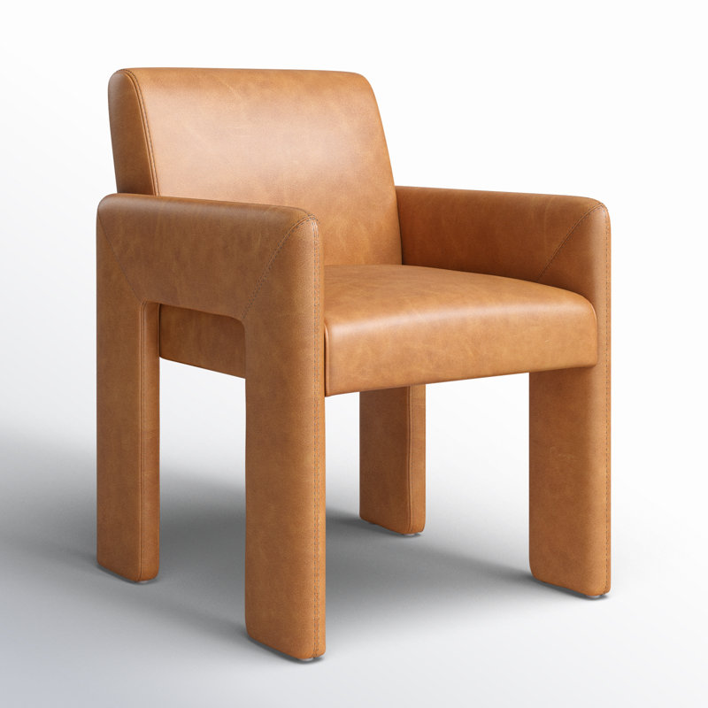 Leny Leather Arm Chair in Butterscotch/Camel