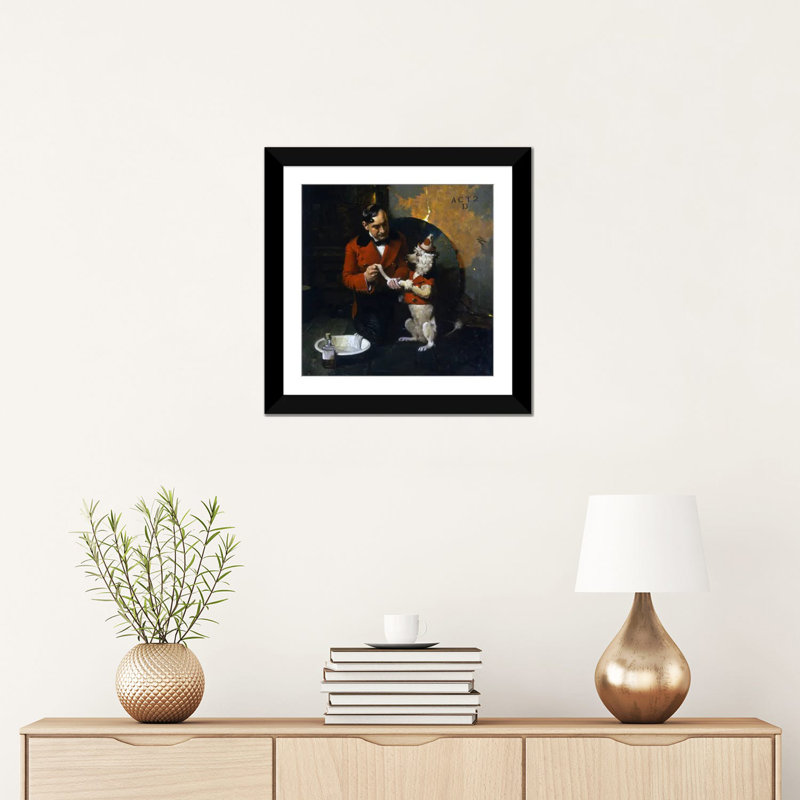 « while attended », peinture sur toile tendue, H 16 po x l 16 po x P 1 po, Papier beaux-arts encadré noir, Blanc