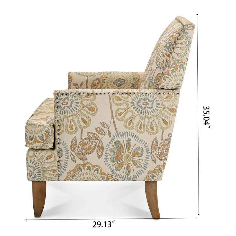 Fauteuil de 28,94 po de large Lippitt, Tissu de performance Revolution beige/jaune