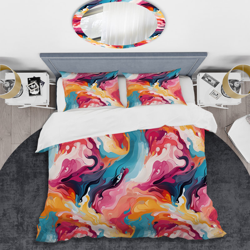 Popart Dynamic Brushstrokes - Ensemble de housse de couette à motif abstrait