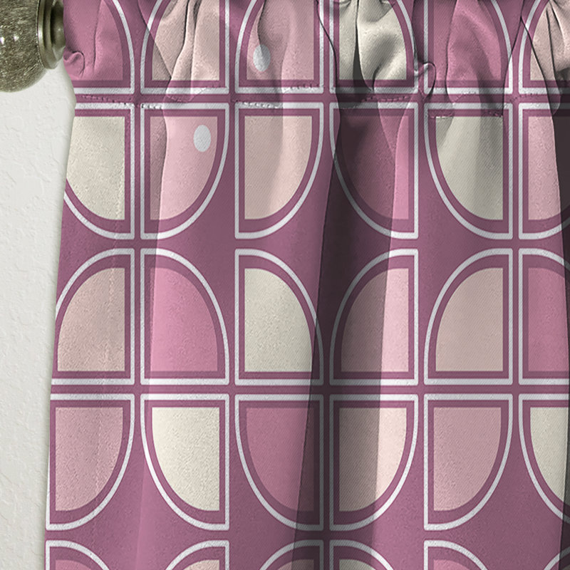 Panneau de rideau abstrait, motif rétro mauve rose occultant - motif rétro mauve rose, L 52 po x L 108 po
