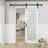 Frosted Glass and Manufactured Wood White Sliding Barn Door with Installation Hardware Kit(No Assembly Required)-91043559