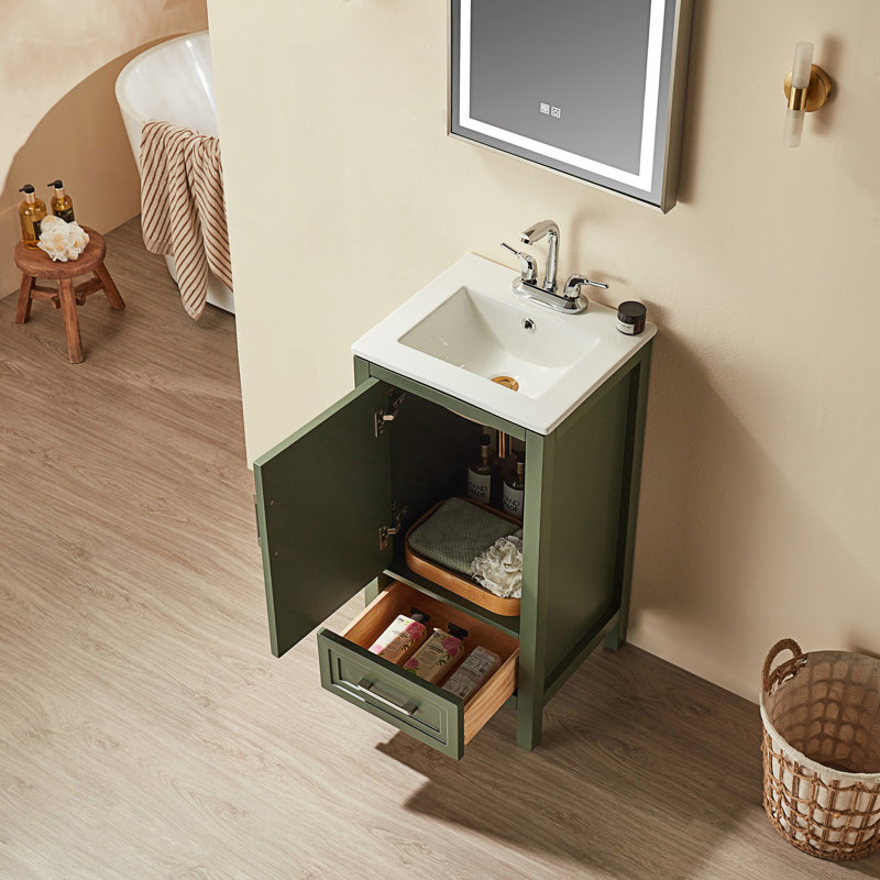 Meuble-lavabo autoportant simple avec comptoir, Vert