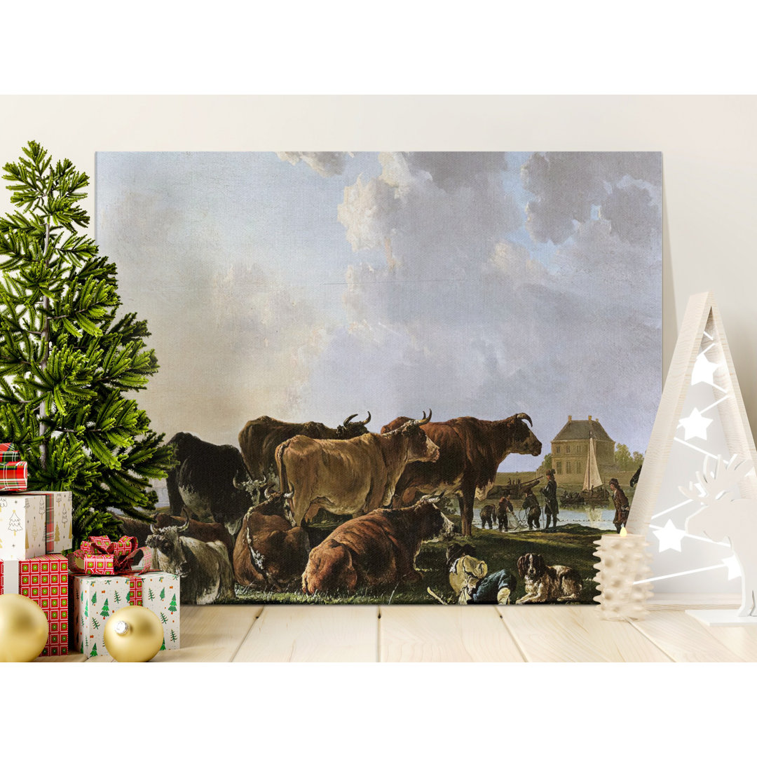 Cattle Canvas Wall Art, Cows Painting Print, Gallery Wrapped Canvas, Ready to Hang, Farmhouse Decor, Dutch Masters Art