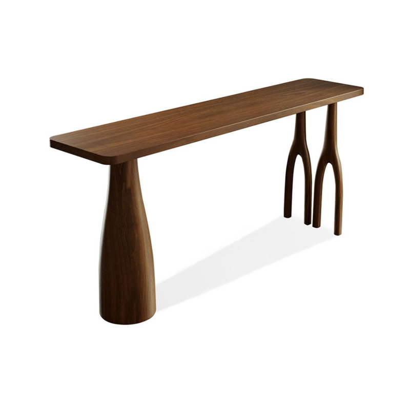 Nut-brown Straight Solid Wood Bar Table