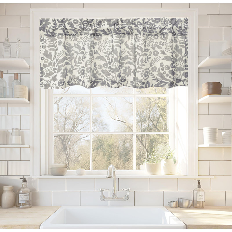 Petite cantonnière en lin, 52" W x 14" L, Gris