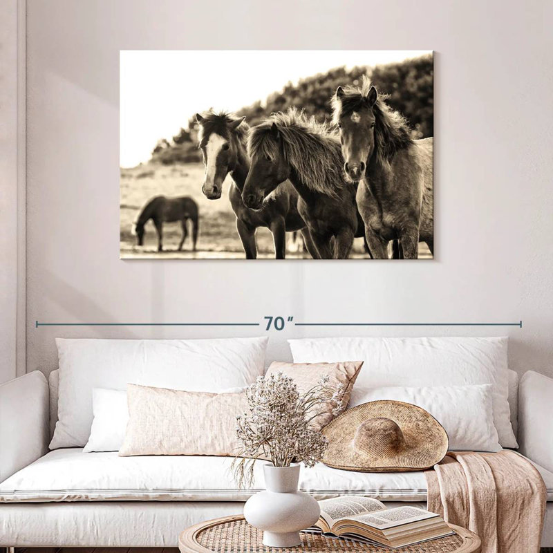 Horses Three Sepia, 30" H x 45" W