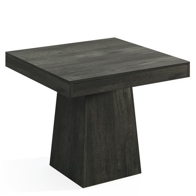 31.5" Square Farmhouse Dining Table For 4, Thick Wood Top With Pedestal Base