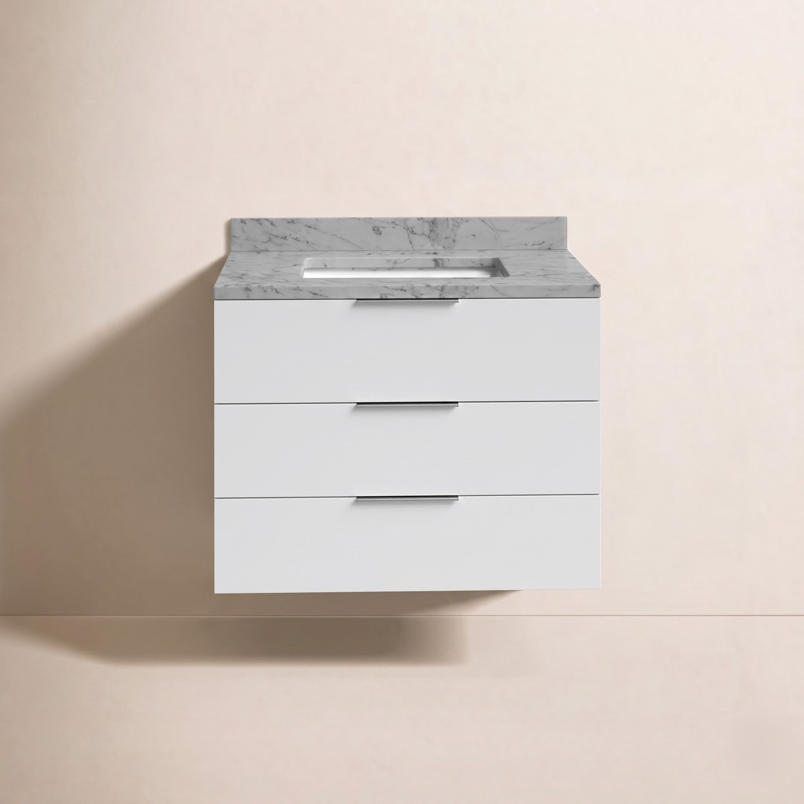 Mitchell 30 " Pine Single Bathroom Vanity, Carrara Marble, White