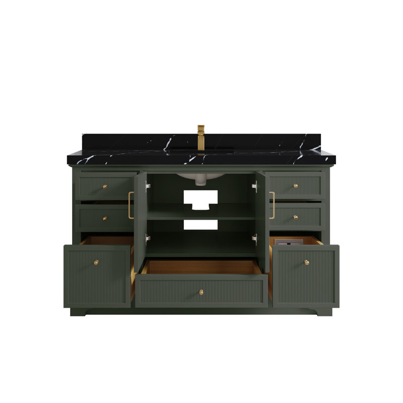 Alys 60'' Free Standing Single Bathroom Vanity with Quartz Top (Pulls Option)