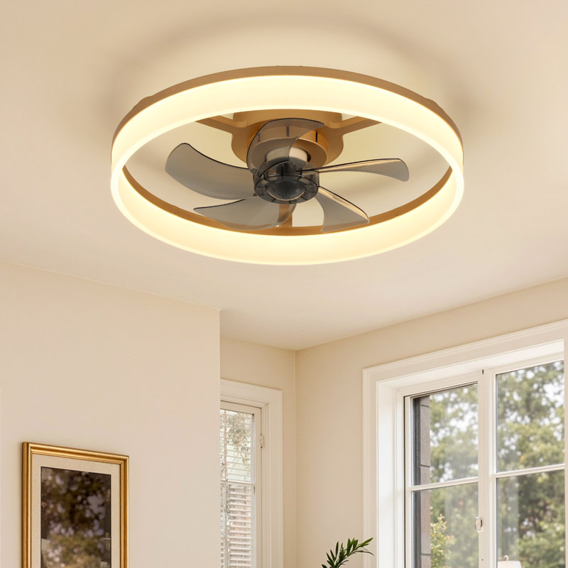 Ventilateur de plafond encastré moderne de 20 po avec lumières à intensité variable et télécommande CC Blombrett, Gold