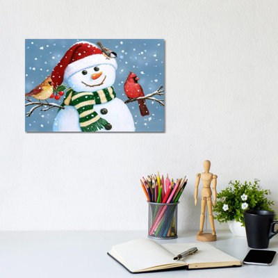 Père Noël bonhomme de neige - Giclée sur toile tendue avec châssis