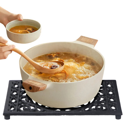 Ensemble de sous-pieds en fonte 9,6 x 6,3 pouces, grands sous-pieds en métal pour plats chauds, casseroles, plats décoratifs, sous-pieds résistants à la chaleur pour comptoirs en quartz, accessoires de cuisine verts