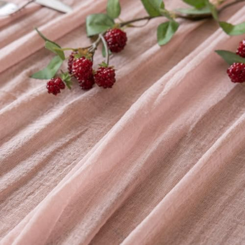 Lot de 10 chemins de table en mousseline rose poudré de 3 mètres (120 pouces) pour la décoration de mariage