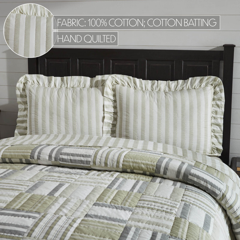 Soft White Cotton Ruffled Standard Sham with Stripes