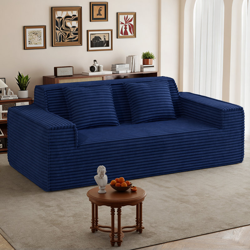 2 Seater Corduroy Loveseat, Blue