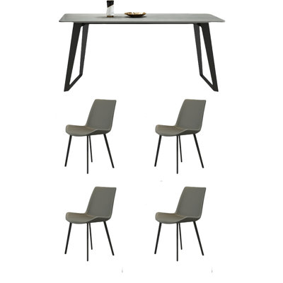 Carbon steel rock plate dining table and chair set