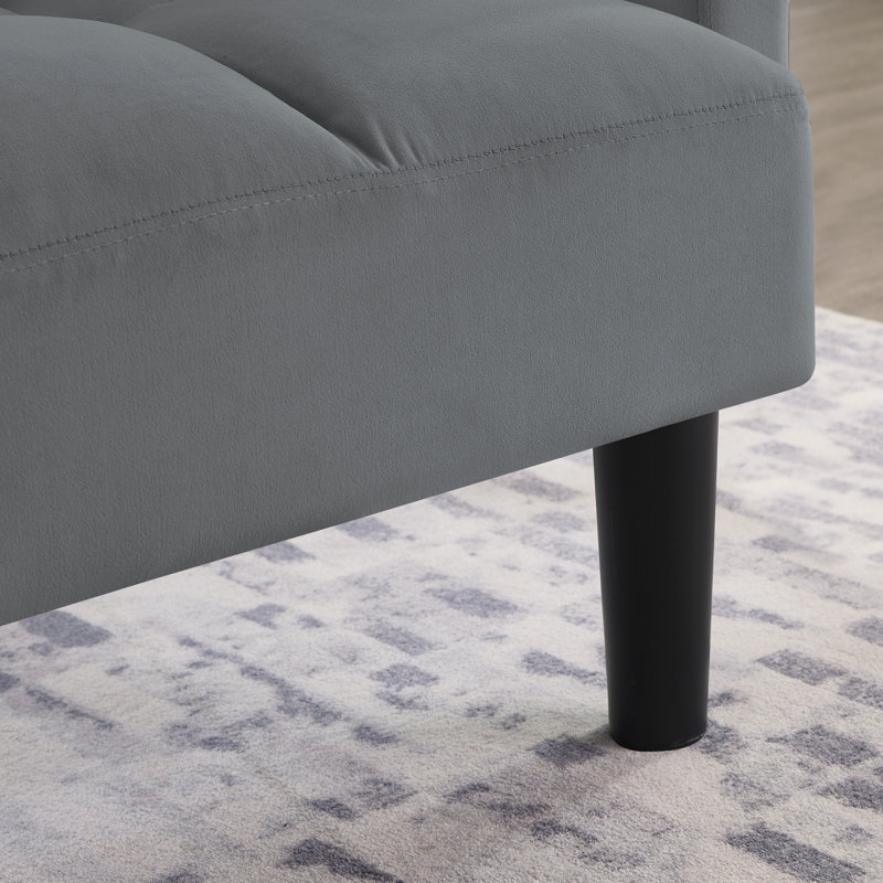 Velvet Futon Couch Convertible, Gris