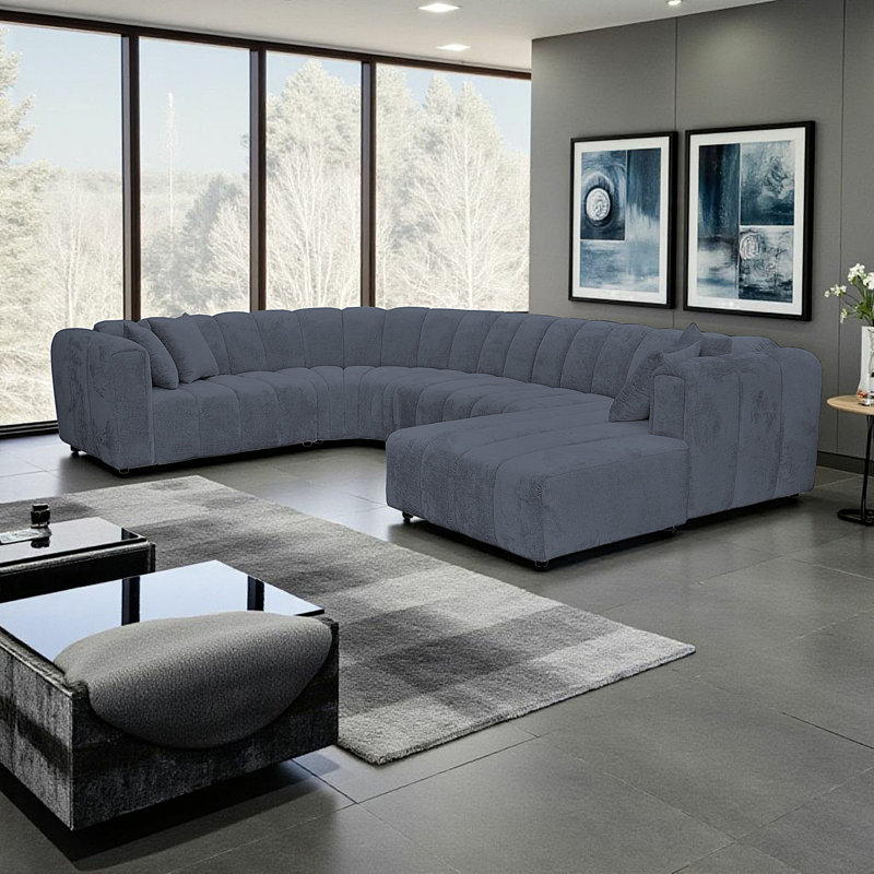5 Seater Corner Sofa, Right Hand Facing, Navy